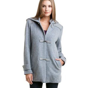 Magaschoni Medium Grey Melange Wool Toggle Hooded Coat XL NWOT